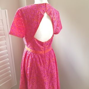 🆕 J Crew Maxi Eyelet Lace Dress Hot Pink
